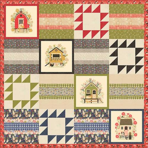 Cluck Blossom quilt pattern Moda floral farm design