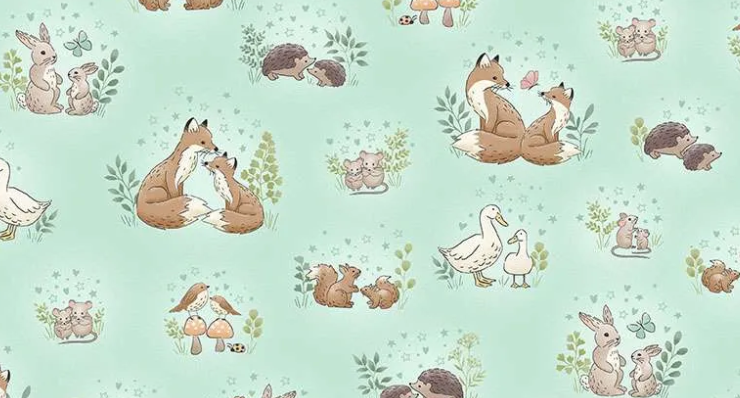 Makower UK Little Ones Hugs Teal 189T baby quilting cotton