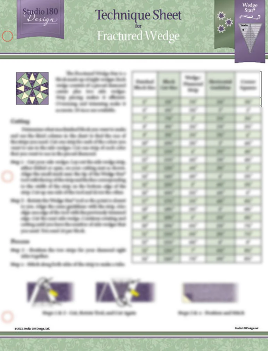 Studio 180 Design Fractured Wedge Star technique sheet quilting pattern