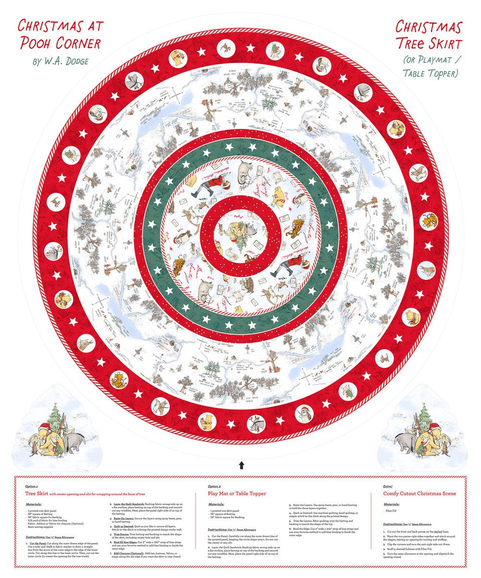 Studio E - Christmas at Pooh Corner Minky - 9124PMK-86 Red/Forest
