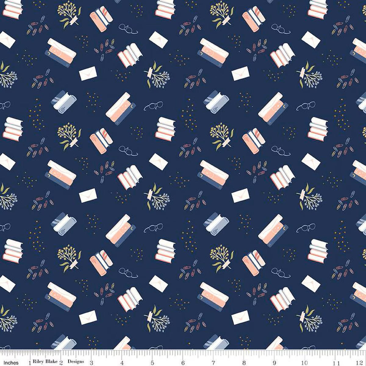 Riley Blake Between the Pages Bookish Navy quilting fabric