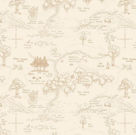 Riley Blake Winnie the Pooh Map Cream quilting cotton fabric