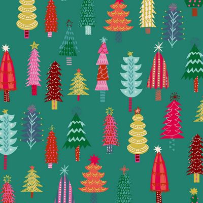 Dashwood Candy Cane Christmas Trees pink quilting cotton