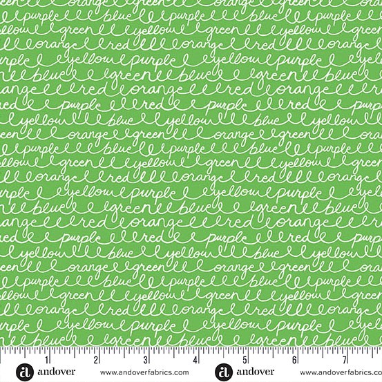 Andover - Back to School - Cursive Colors Grass - A-10246-G