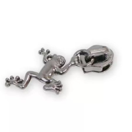 Four number 5 tree frog zipper pulls gunmetal finish novelty bag hardware