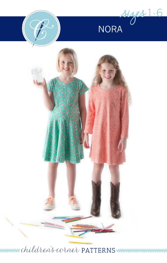Noras Knit Dress sewing pattern sizes 1-6 children sewing pattern