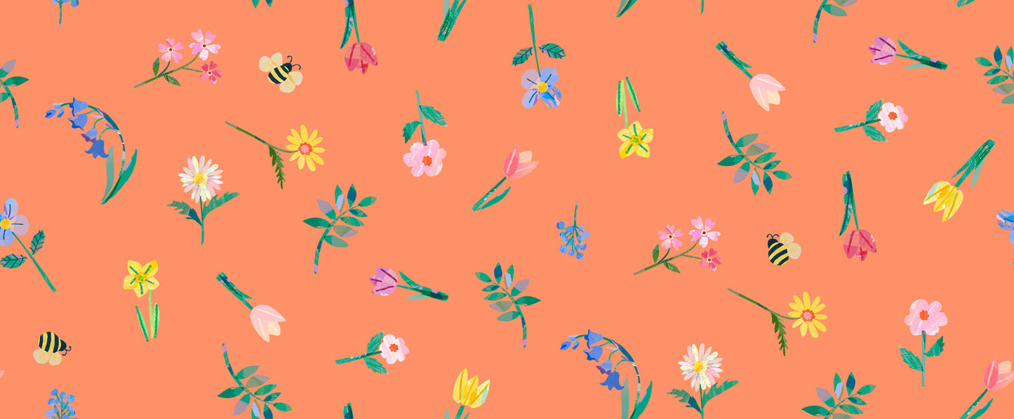 Lewis Irene Flower Market Posy Marigold WB066 quilting cotton