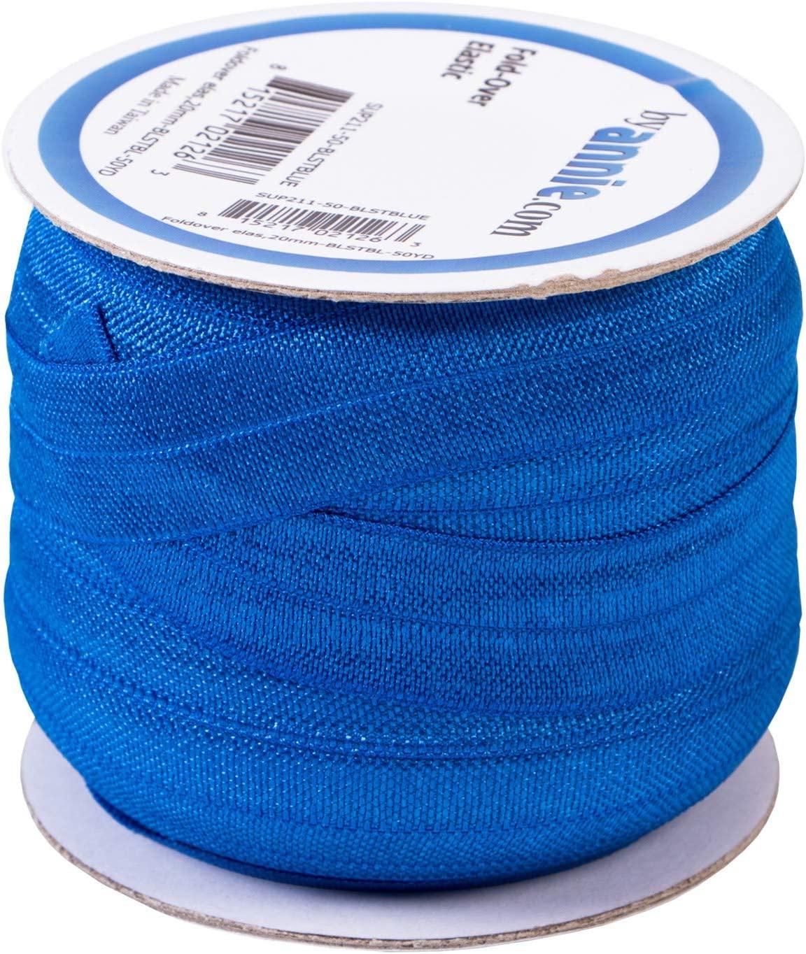 ByAnnie 3/4 inch x 50 yard fold-over elastic blastoff blue
