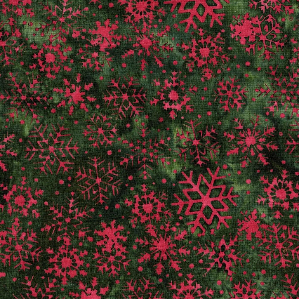 Lumin Fabrics - Jerry Khiev - Holiday Follies - Snowflakes - Green Grass