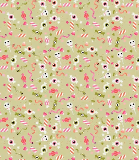 Poppie Cotton - Not Scary - Jill & Rani - Green Gooey Sweets # NT26515
