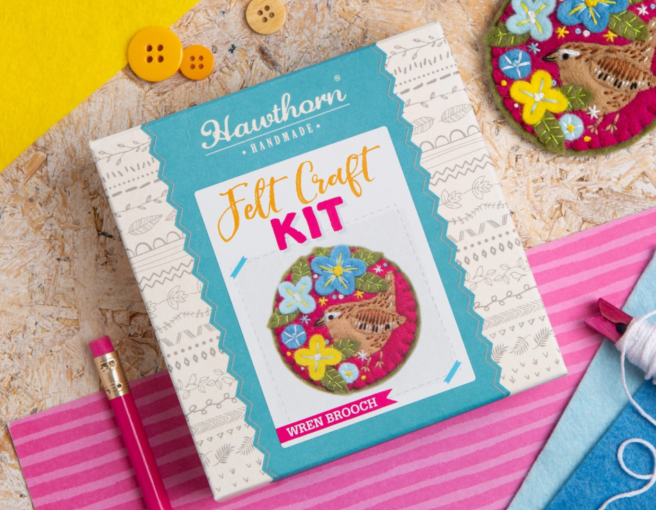 Hawthorn Handmade - Wren Felt Craft Brooch Kit | Complete Craft Kit