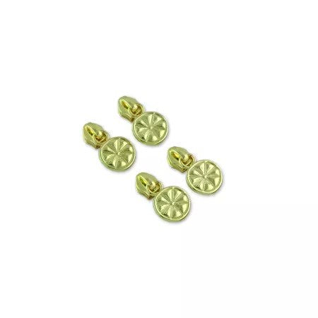Four Citrus Slice Zipper Pulls Gold