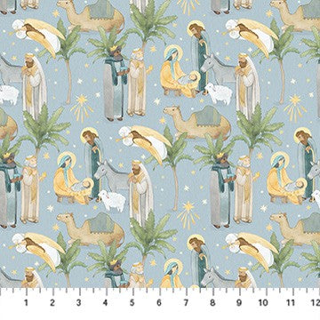 Northcott - The Nativity - Scenic - Blue Multi