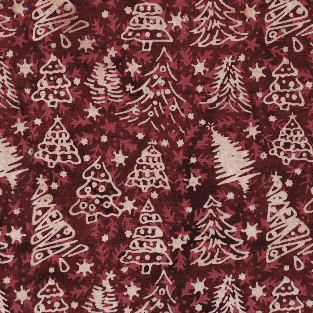 Lumin Fabrics - Retro Holidays - Carol Moellers - Christmas Trees Red Coral
