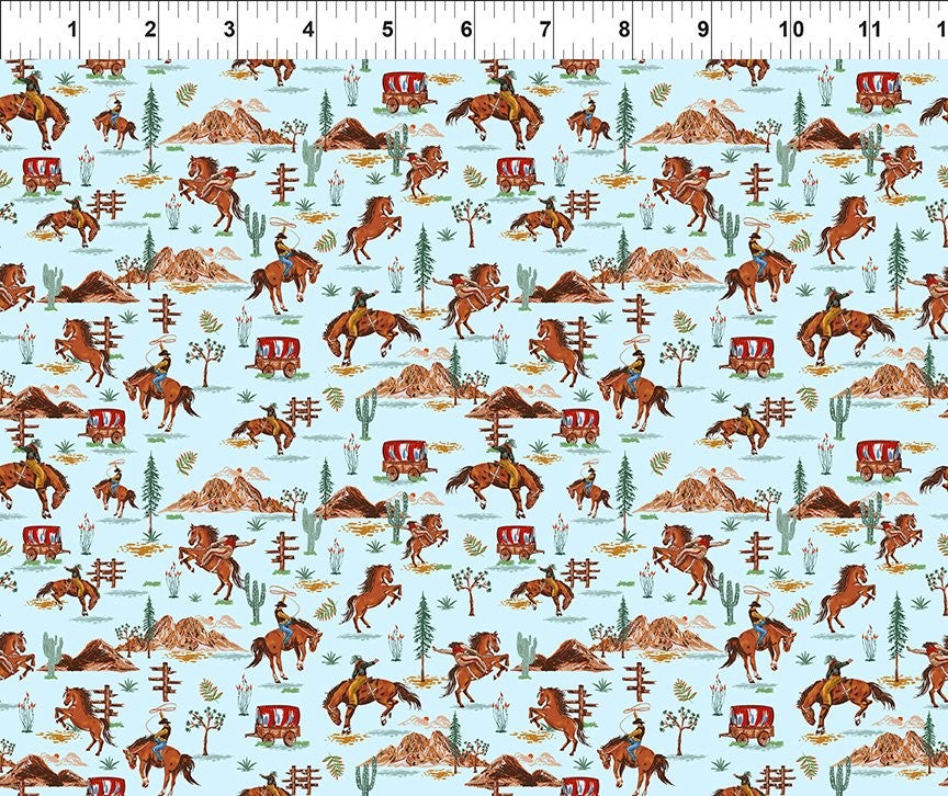 In The Beginning Fabrics - 13SWM-1 Blue Wagons