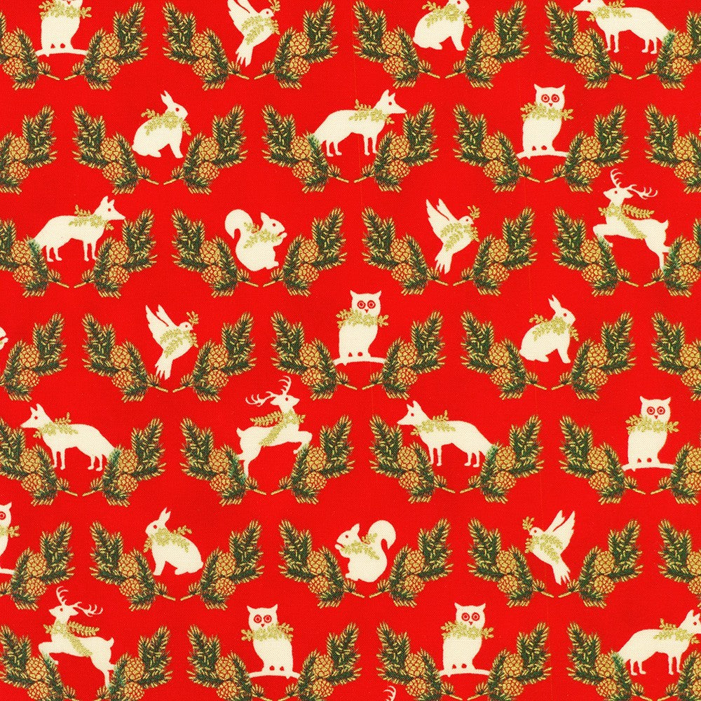 Robert Kaufman - Holiday Flourish - Forest Glen - SRKM-23706-91 CRIMSON
