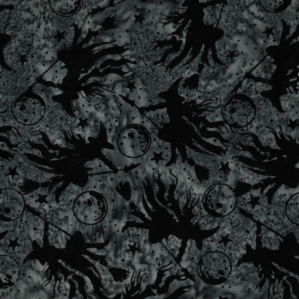 Island Batik - Boo Bash - Jerry Khiev - Witches Moons Stars - Grey Tin 122549755