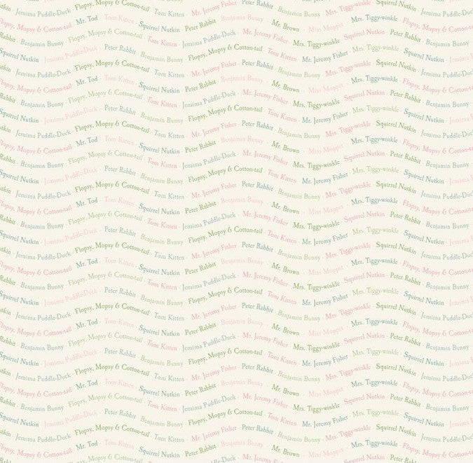 Riley Blake Peter Rabbit Friends Text Cloud fabric