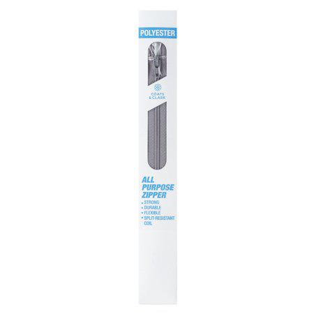 Coats and Clark polyester 7 inch nugrey sewing zipper notion