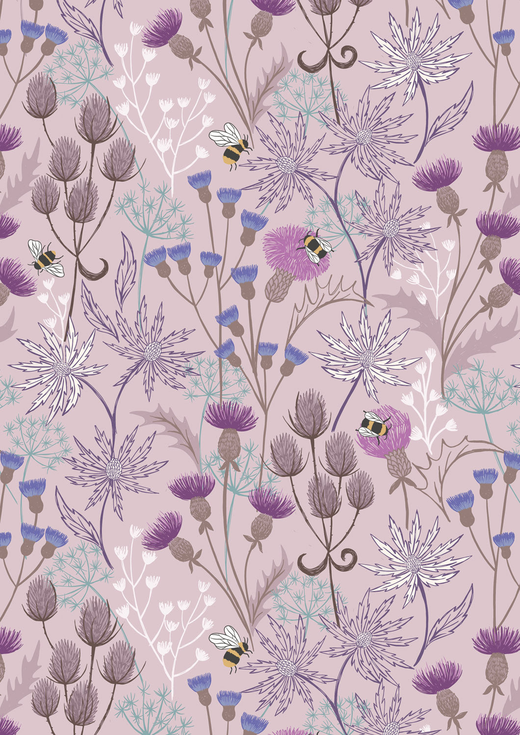 Lewis Irene Celtic Floral Light Heather A991C quilting cotton fabric