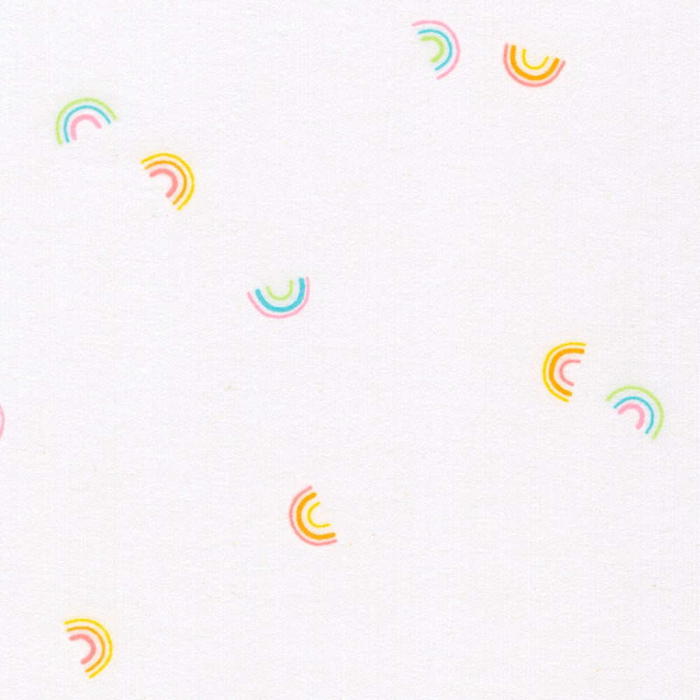 Cozy Cotton Flannel, Rainbows, White
