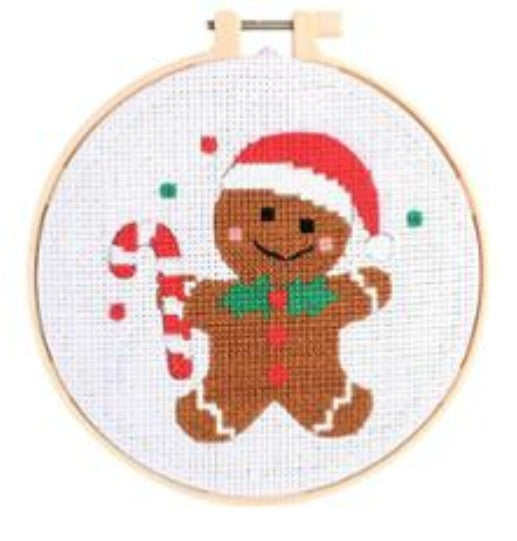 Holiday Cross Stitch Kit 6in Gingerbread Man embroidery