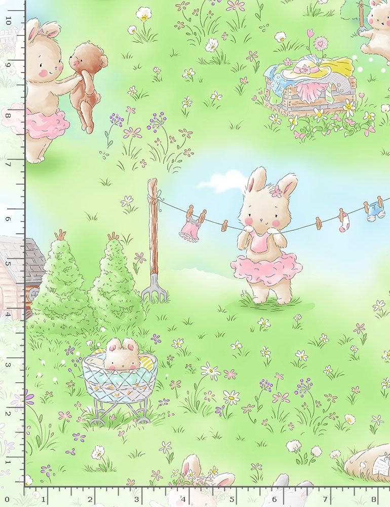 Bunnies multi CF7244 quilting cotton fabric