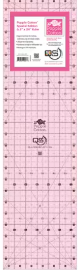 Quilter's Select Pink Poppie Cotton Non-Slip Ruler 6.5 by 24 inches