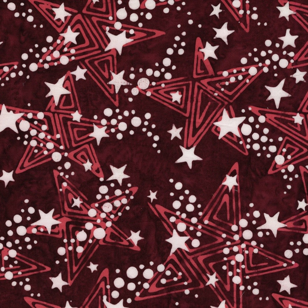 Island Batiks - Freedom Rings - Shooting Stars Red Burgundy