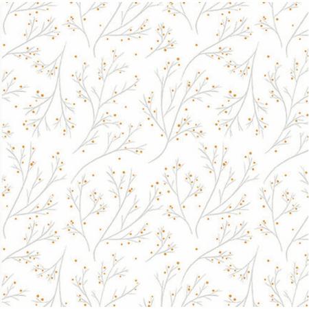 Blank Lower the Volume Branches White quilting fabric