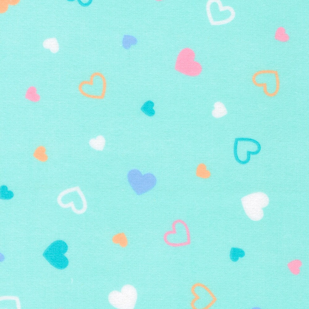 Cozy Cotton Flannel, Hearts, Mint