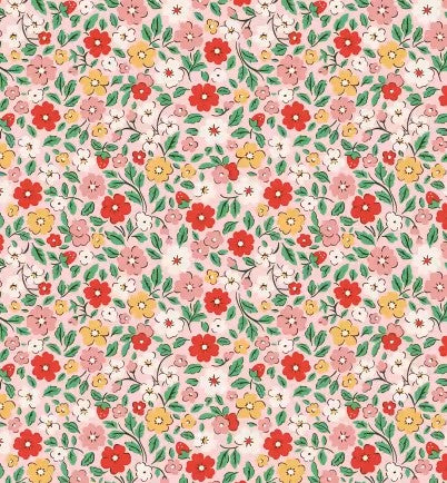 Poppie Cotton Farmhouse Fancy Pink Country Flowers FH25951 quilting cotton fabric