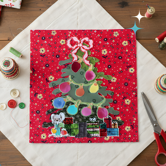 Whatevers 30 Christmas Tree fabric collage class at Donna's Quilting Respite