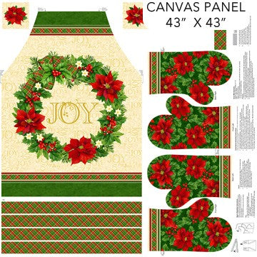 Northcott - Deck The Halls - Apron Panel Beige Multi C29004-12