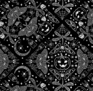 Michael Miller - Boo Town - Halloween Damask - DCX12718-BLAC-D