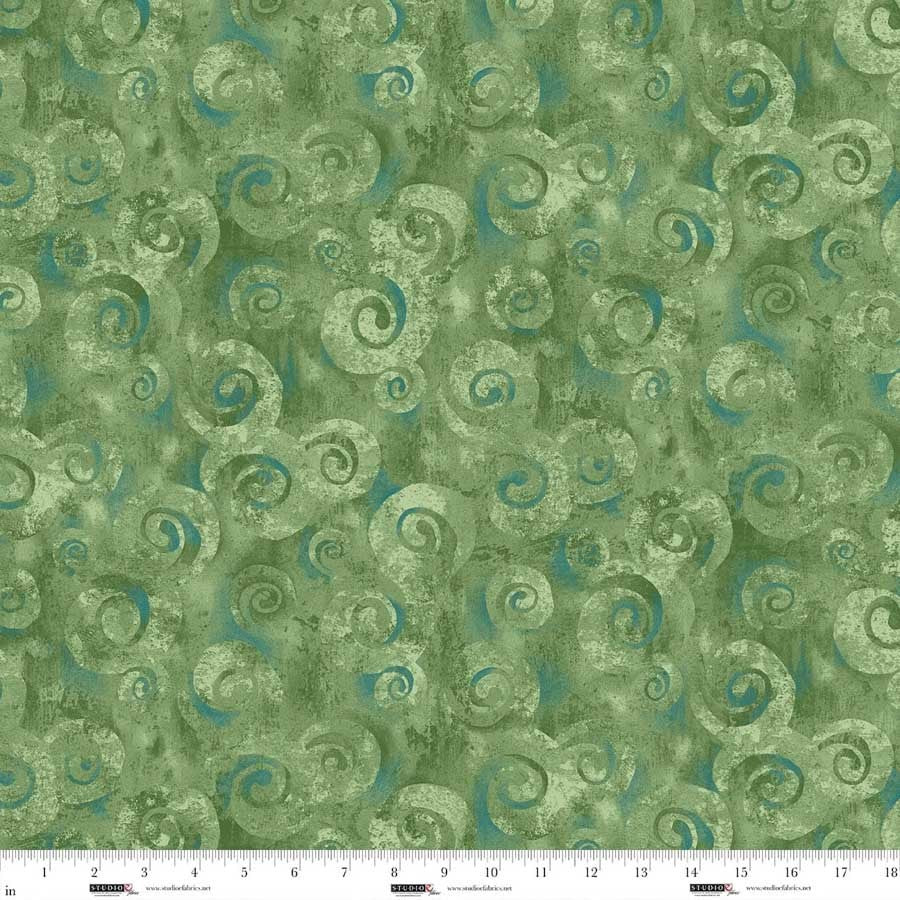 Studio E Spiral Storm 118 inch wide backing Matcha green 8780-64