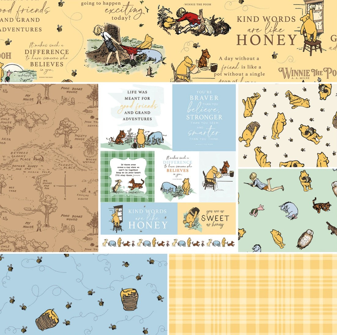 Riley Blake Winnie the Pooh 1 yard bundle sunshine precut
