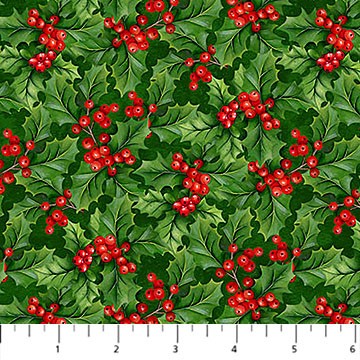 Northcott - Deck The Halls - Holly Pine Multi 28999-76