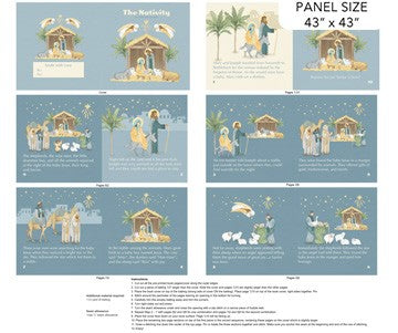 Northcott - The Nativity - Book Panel - Blue Multi