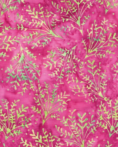 Island Batik Everlasting Sprigs multi pink green batik fabric