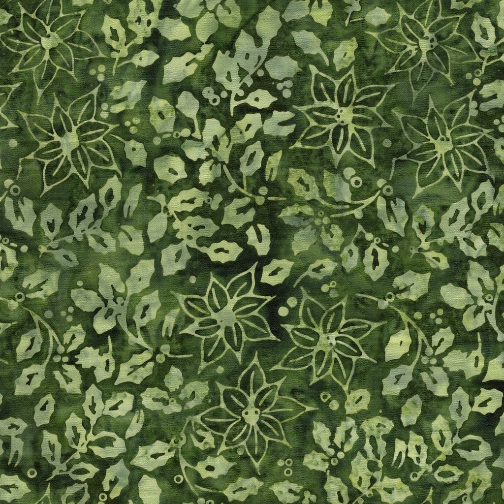 Lumin Fabrics - Jerry Khiev - Holiday Follies - Holly and Poinsettias - Green Gecko