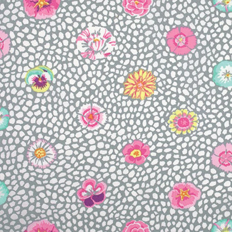 Kaffe Fassett Guinea Flower Grey quilting cotton fabric