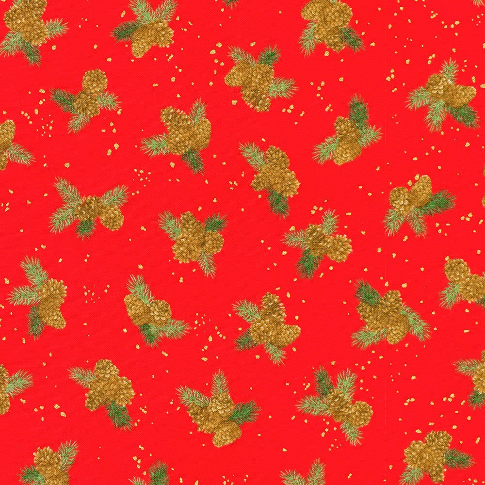 Robert Kaufman - Holiday Flourish - Forest Glen -SRKM-23707-91 CRIMSON