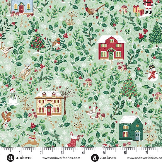 Andover - Makower UK - Country Christmas - Cottages Green 240-G