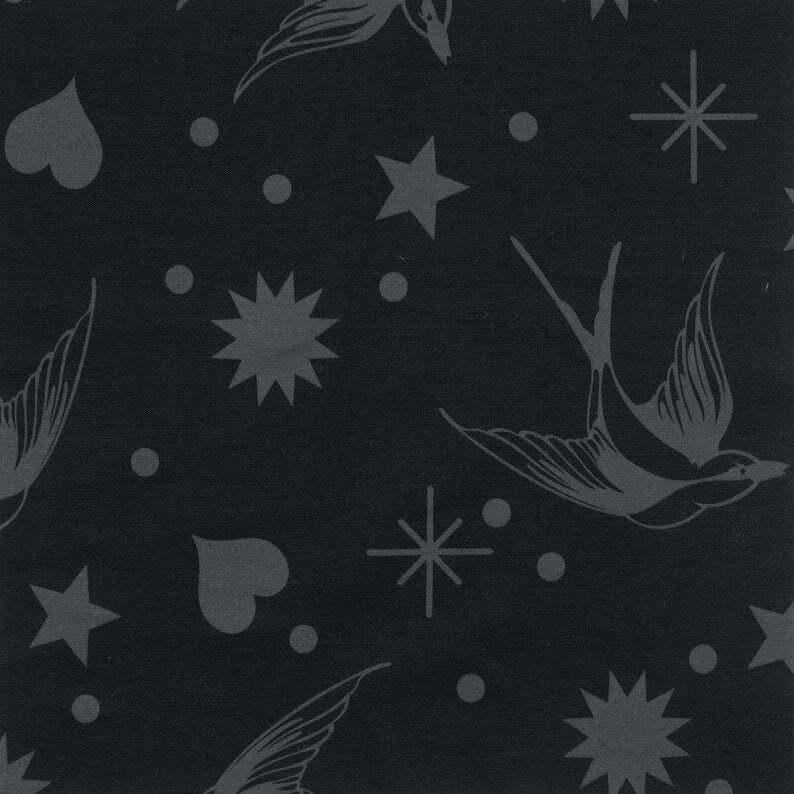 Tula Pink Fairy Flakes Ink navy Free Spirit quilting fabric