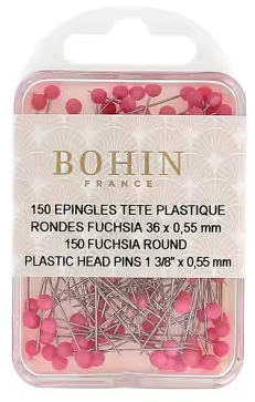 Round plastic head pins 1-3/8 inch fuchsia 150 count quilting notion
