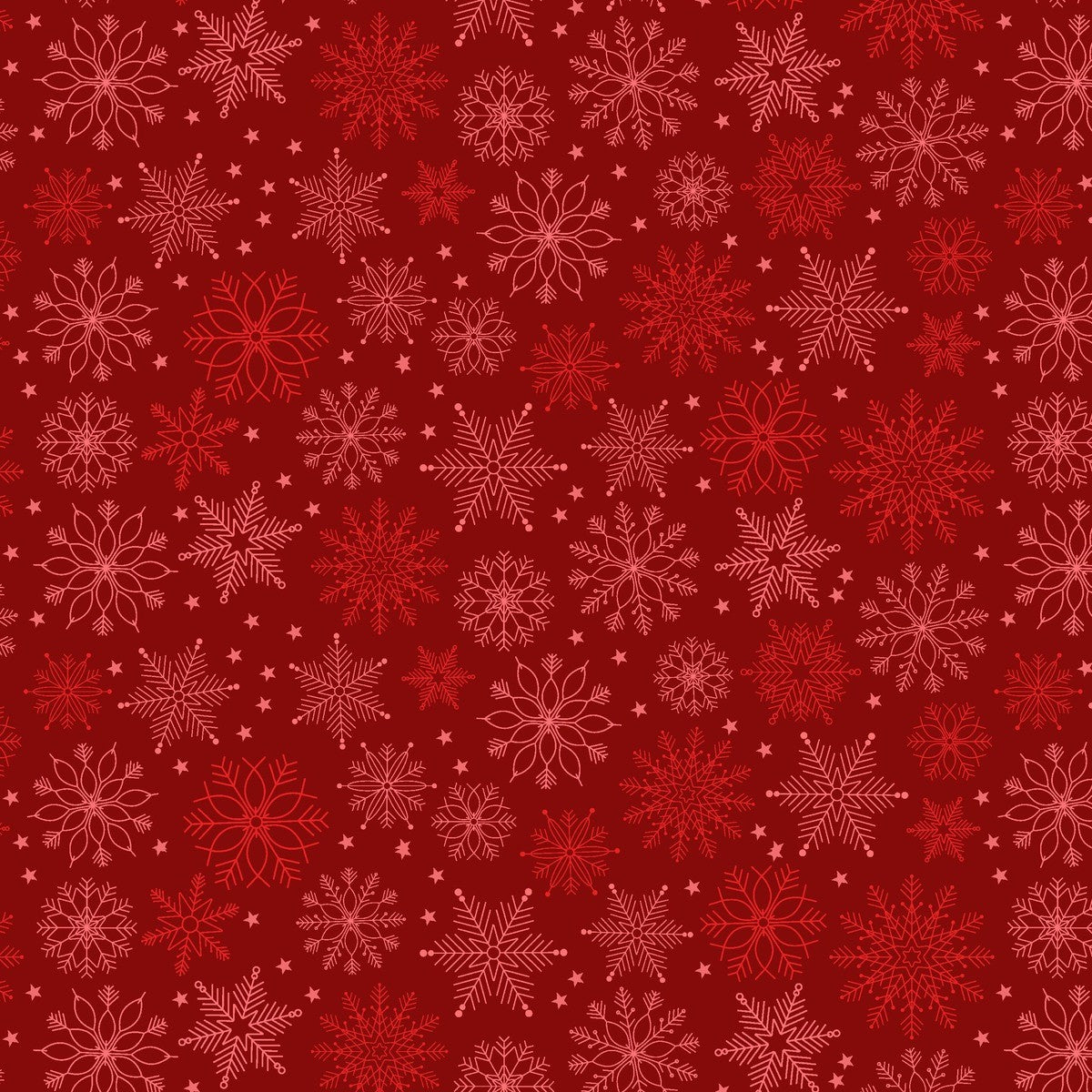 Blank - Holly Jolly Calico - Amelia Designs - Snowflakes - 4676-88 Crimson