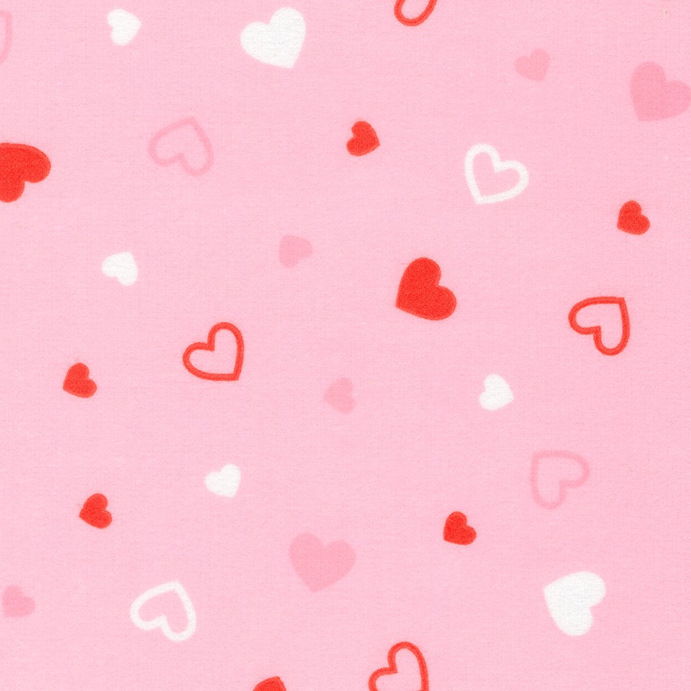 Robert Kaufman Cozy Cotton Flannel Hearts Pink flannel