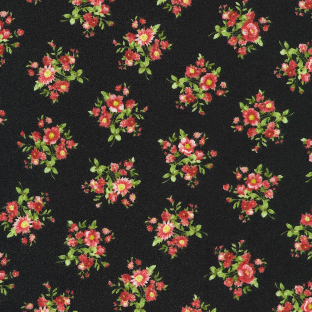 Robert Kaufman - BLACK from Bouquet of Roses Flannel