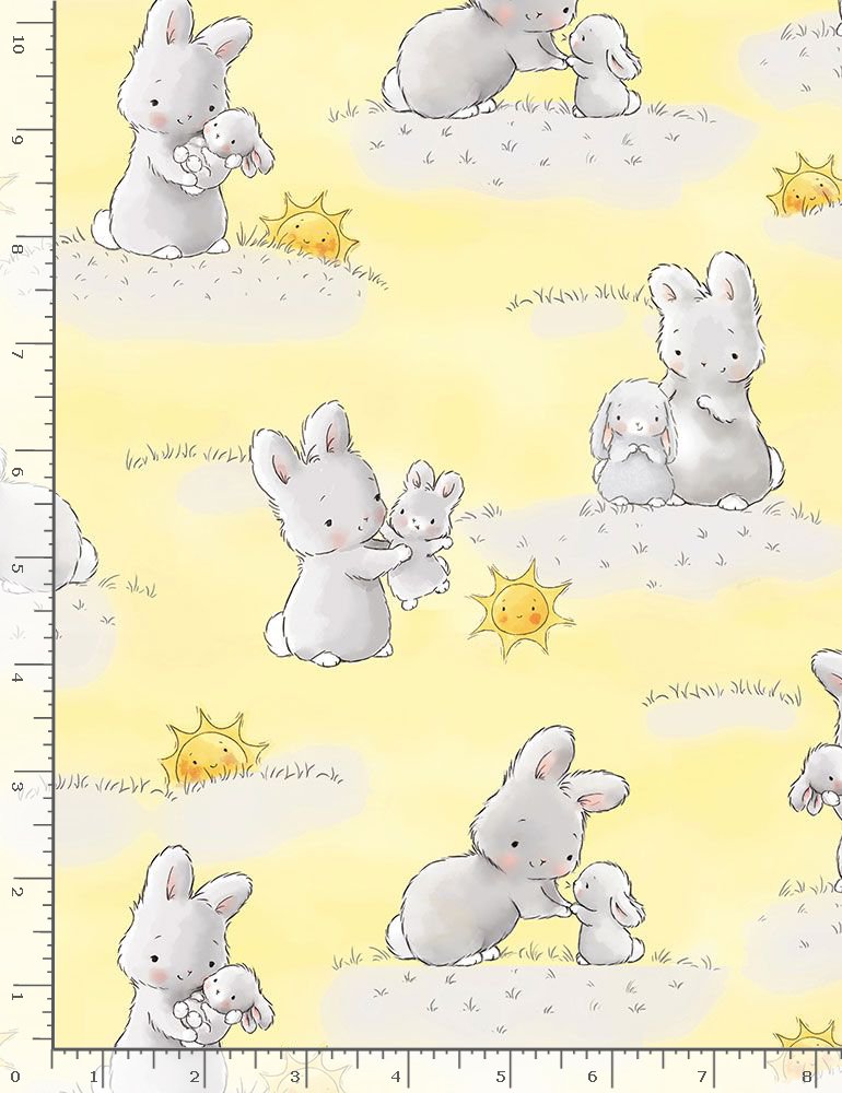 Bunnies Yellow - CF6454 quilting cotton fabric